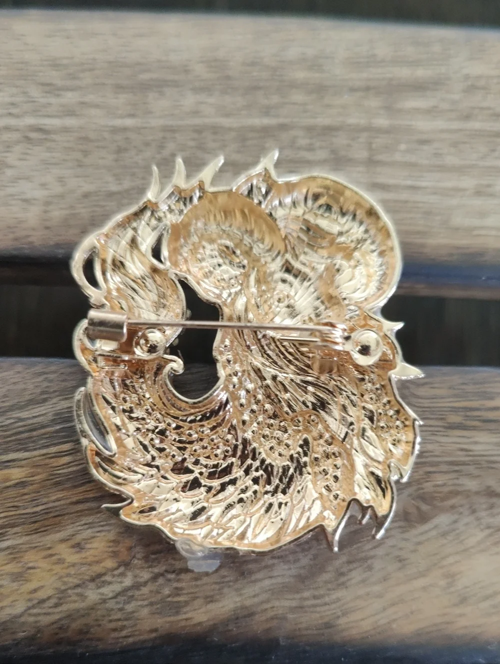 Blue and White Enamel Ram Brooch with Rhinestones